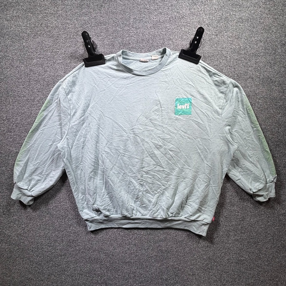 Vintage Levi's Sweatshirt Mens Small Teal Blue Drop Shoulder Oversized Gorpcore